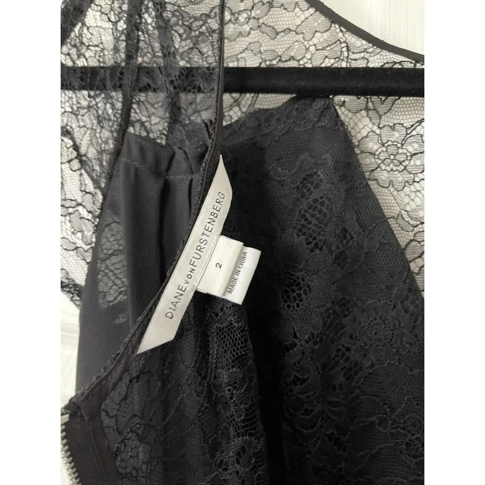 DVF Diane Von Furstenberg Holli Silk Black Dress - Size 2 - Picture 12 of 15